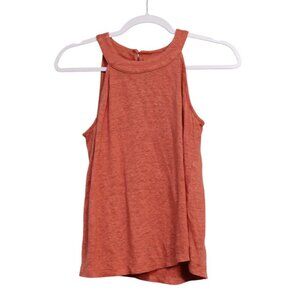 JOIE Tank Top Small Knit 100% Linen Boho Halter Neck Blouse Sleeveless Orange